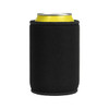 A black stubby holder with a can inside, featuring an implied logo on the surface.