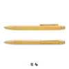 A bamboo pen featuring a natural finish, with a clip and a subtle logo. Two pens are displayed, one above the other.
