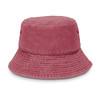 A maroon bucket hat with a wide brim and a textured finish, featuring ventilation holes and a branded logo.
