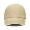 A vintage washed cap in a light beige colour with a curved brim and a logo.