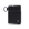 A black Thread Elastic Wallet features a textured design and includes a keyring attachment. It has a branding logo.