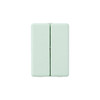 A pale green folding pill box with seven compartments and a small logo on the surface.