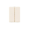 A folding pills box in cream colour with seven compartments and a central hinge. It features a simple design.