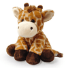 A custom plush giraffe toy featuring brown and orange markings, with dark brown hooves and a friendly expression.
