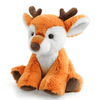A plush toy of an orange deer with brown accents, featuring soft fur and large, expressive eyes.