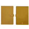 A prestige hardcover notebook gift set in a vibrant yellow colour, featuring a clasp closure and a logo.