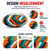 An AFL training ball in vibrant orange, blue, and white with a textured surface and seams. Features a logo.