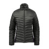 A women's thermal jacket in dark green with a zippered front and a fitted design, featuring a logo.