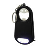 A drink bottle opener key ring in black with a smiling face design and an integrated torch feature.