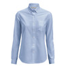 A light blue women's Oxford shirt with a button-up collar and a chest pocket, featuring long sleeves.