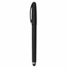 A black fidget gel pen with a sleek design and a silver accent at the tip, featuring a clip for easy carrying.