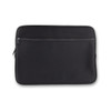 A black neoprene laptop sleeve with a front zip pocket, designed for 16-inch laptops.