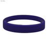 A navy blue silicone wristband with a smooth surface and a circular design. It features a logo.