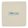A square mini microfibre cleaning cloth in beige, featuring a logo in blue.