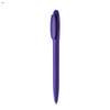 A purple plastic pen with a smooth finish and a clip for easy attachment. The pen features a branding logo.