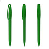 Three transparent green plastic pens are displayed, featuring a simple design and clips on the caps.
