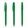 A set of green plastic pens with a simple design and a clip on each pen. The pens have a glossy finish.
