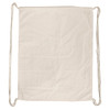 A cream-coloured drawstring bag with two corded straps and no visible branding.