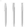 A set of transparent plastic pens with clips, featuring a sleek design and silver detailing.