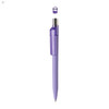 A purple plastic pen, featuring a translucent purple clip and silver accents, with the clip detached.