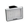 A silver pen holder featuring a calendar display for January and February. It has a branding logo on the front.