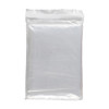 A clear plastic bag containing a folded poncho. The poncho is lightweight and features a branding logo.