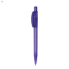 A plastic pen in translucent purple with a clip and push mechanism. The pen features a branding logo.