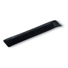A black velvet pouch with a smooth texture and a subtle sheen. It features a simple design and includes a logo.
