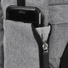A grey Techpac Laptop Backpack featuring a side pocket with a smartphone partially visible.