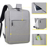 A grey Wirra Backpack featuring multiple compartments and a logo. Includes pockets for a phone and other small items.