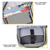 A grey Wirra Backpack with compartments for small items and a padded section for laptops or iPads.