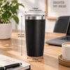 A drink bottle featuring a black finish with a silver lid, measuring 14.2 cm tall and 7.4 cm wide at the top.