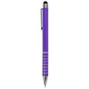A purple stylus pen with a metallic clip and silver accents. It features a rubber tip for touchscreen use.