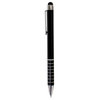 A sleek black stylus pen with silver detailing and a clip. Features a rubber tip for touchscreen use.