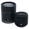 A black Bluetooth speaker set featuring a larger and a smaller speaker, both with a textured grill and a logo.