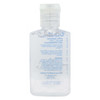 A clear 30ml hand sanitiser gel bottle containing 75% ethyl alcohol, with a flip-top cap and a logo.