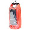 A 2.5L dry bag in bright orange with a transparent window for displaying a smartphone. It features a hook for easy attachment.