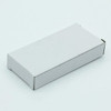 A white rectangular box with a flap closure, suitable for packaging a product.