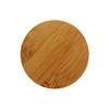 A round bamboo bottle opener with a smooth, natural wood finish. It features a simple, circular design.