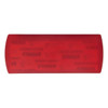 A red bandage dispenser with a smooth surface and a logo. Compact design for easy storage.