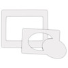 Clear magnetic photo frames in rectangular and circular shapes, designed for displaying photographs.