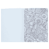 A5 colouring book featuring intricate black and white floral designs on one page and a blank page on the other.