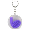 A circular case with a keyring containing a flexible purple silicone straw.