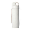 A drink bottle in a light grey, made from wheat straw, featuring a simple design and a carry strap.