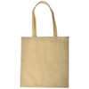 A yellow shopping tote bag with V gusset and two handles, featuring a logo.