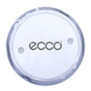 A transparent LED yo-yo with a circular shape and a logo on its surface. The design features a purple tint.