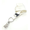A 19mm custom lanyard in white with a clip and ring attachment, featuring a branded logo.