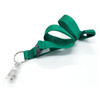 A green 19mm custom lanyard with a metal clip and ring, featuring a simple design.