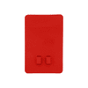 A red silicone phone wallet featuring a smooth surface and two small attachments.