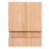 A bamboo phone holder in a natural finish, featuring a simple, minimalist design. It has a slot for device support.